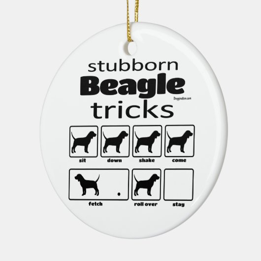 Stubborn Beagle Tricks Keramik Ornament (Links)