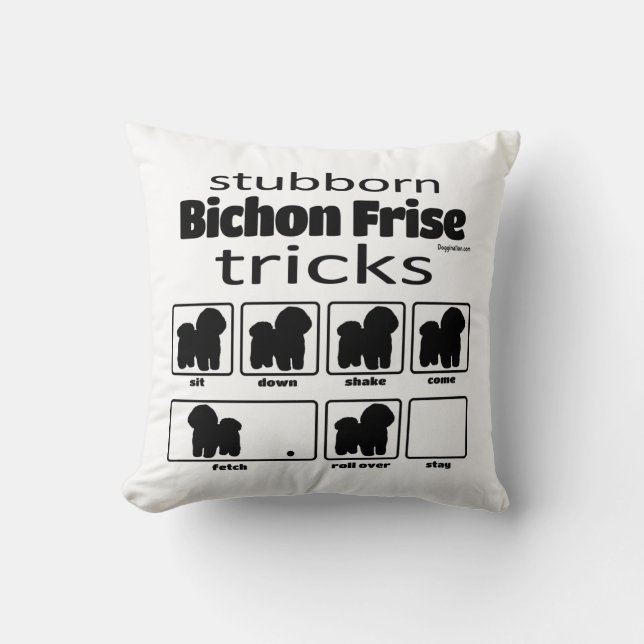Stubborn Bichon Frise Tricks Kissen (Vorderseite)