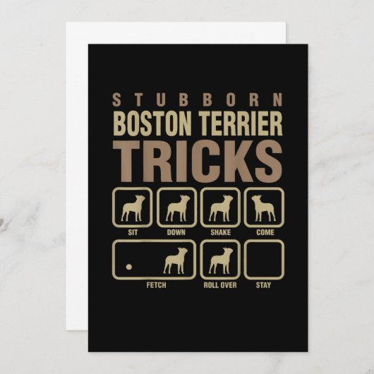 Stubborn Boston Terrier Tricks Dog Lover T - Shirt Ankündigung (Vorne/Hinten)