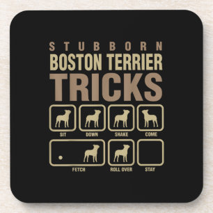 Stubborn Boston Terrier Tricks Dog Lover T - Shirt Getränkeuntersetzer