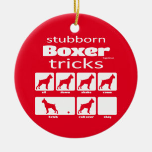 Stubborn Boxer Tricks Keramik Ornament