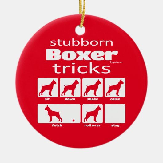 Stubborn Boxer Tricks Keramik Ornament (Vorne)