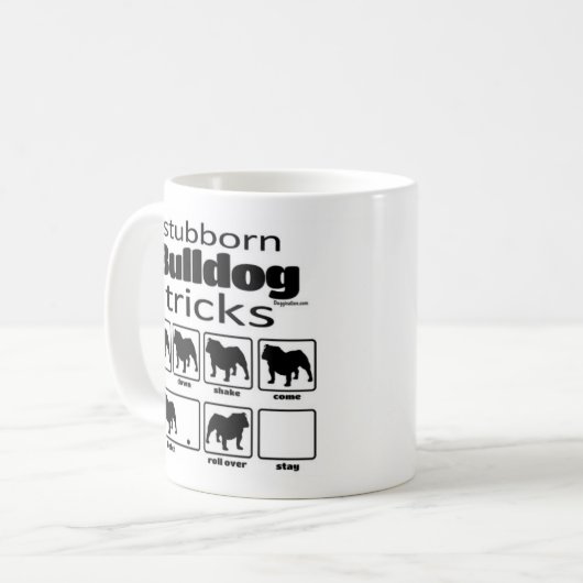 Stubborn Bulldog Tricks Kaffeetasse (Vorderseite Links)