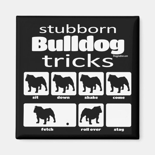 Stubborn Bulldog Tricks Magnet (Vorne)