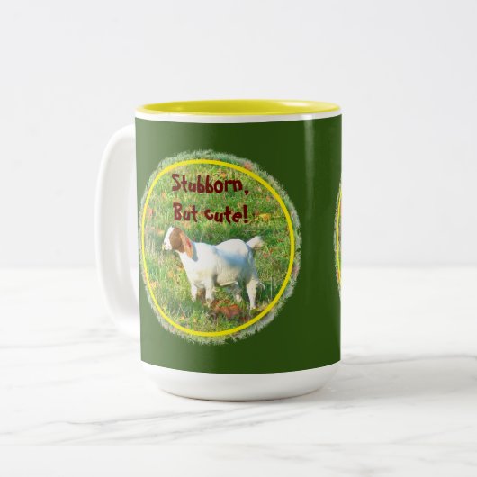 "Stubborn but Niedlich" (Ziegenfleisch) Zwei-Tonen Zweifarbige Tasse (Vorderseite Links)