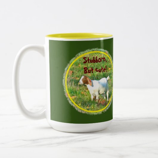 "Stubborn but Niedlich" (Ziegenfleisch) Zwei-Tonen Zweifarbige Tasse (Links)