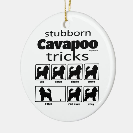 Stubborn Cavapoo Tricks Keramik Ornament (Links)