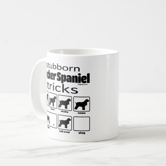 Stubborn Cocker Spaniel Tricks Kaffeetasse (Vorderseite Links)