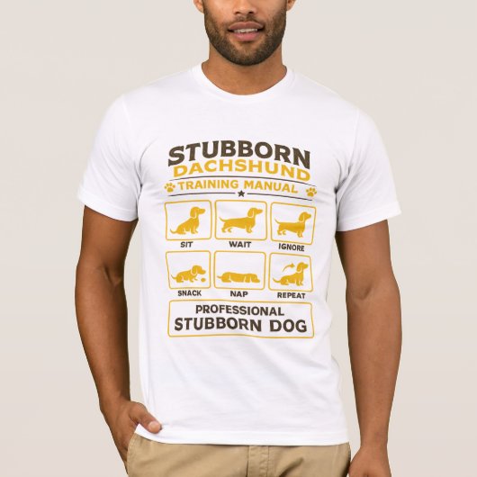 Stubborn Dachshund Training Manual Retro Dog Art T-Shirt (Vorderseite)