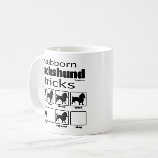 Stubborn-Dackel-Tricks Kaffeetasse (Vorderseite Links)