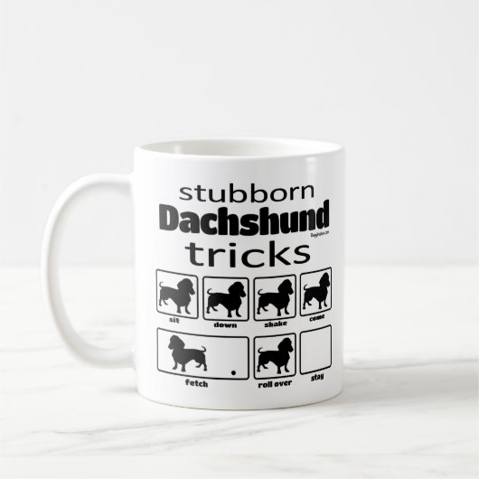 Stubborn-Dackel-Tricks Kaffeetasse (Links)