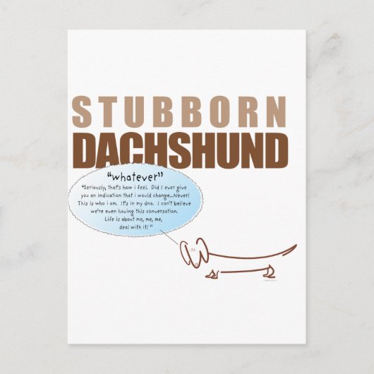 Stubborn Dackel...WHATEVER ! Postkarte (Vorderseite)