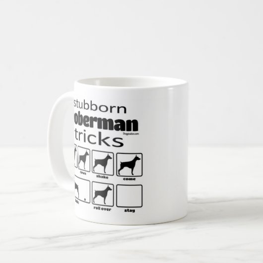 Stubborn Doberman Tricks Kaffeetasse (Vorderseite Links)