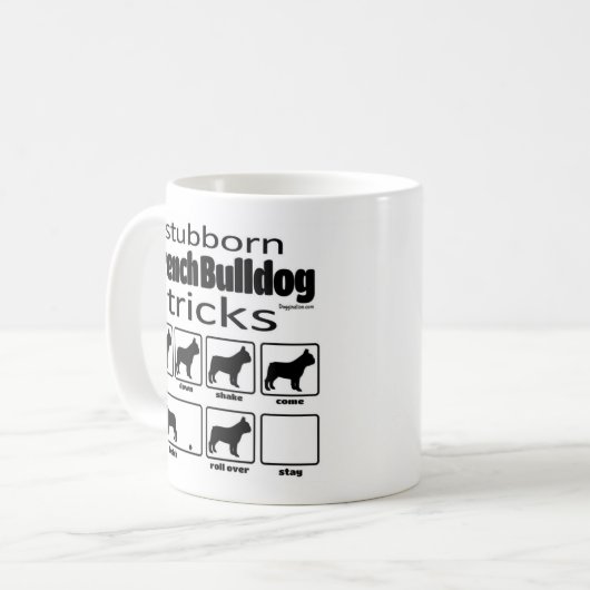 Stubborn French Bulldog Tricks Kaffeetasse (Vorderseite Links)