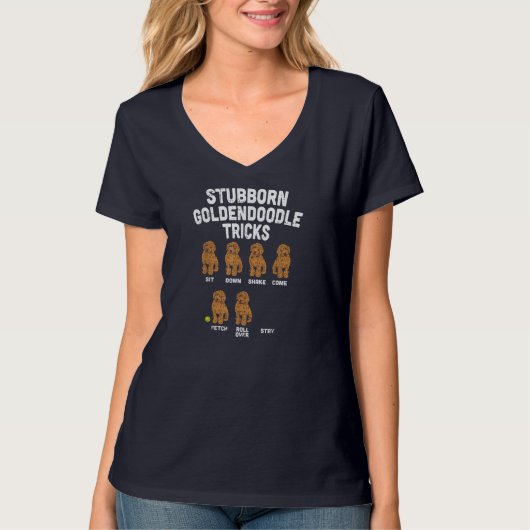 Stubborn Goldendoodle Tricks Funny Dog Trainer Mam T-Shirt (Vorderseite)