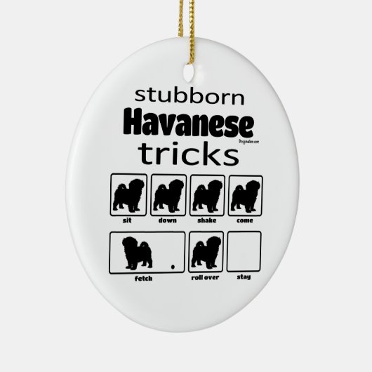 Stubborn Havanese Tricks Keramik Ornament (Rechts)