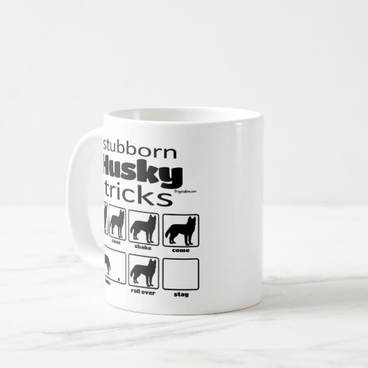Stubborn Husky Tricks Kaffeetasse (Vorderseite Links)