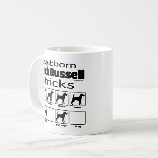 Stubborn Jack Russell Terrier Tricks Kaffeetasse (Vorderseite Links)