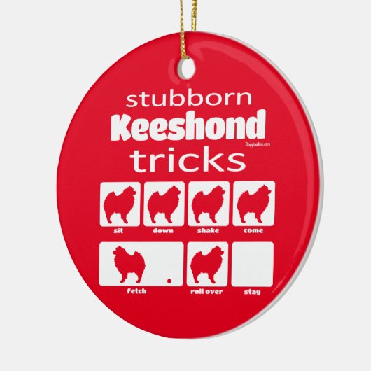 Stubborn Keeshond Tricks Keramik Ornament (Links)