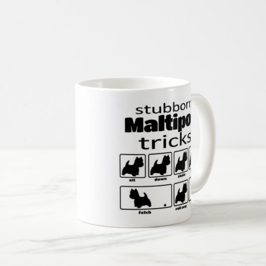 Stubborn Maltipoo Tricks Kaffeetasse (VorderseiteRechts)