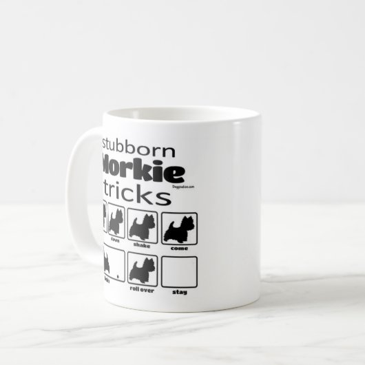 Stubborn Morkie Tricks Kaffeetasse (Vorderseite Links)