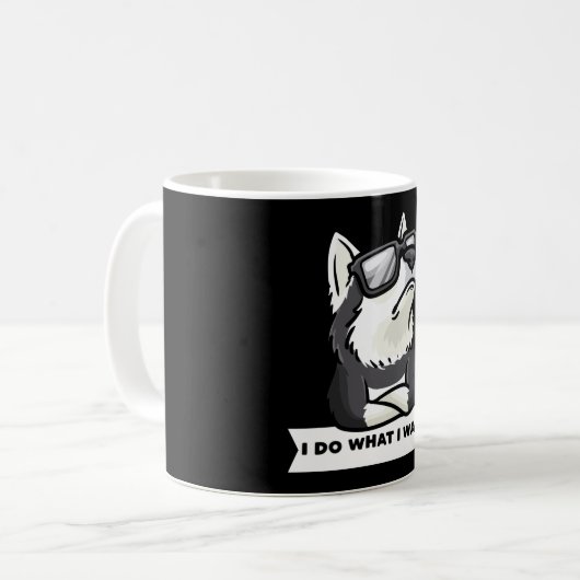 Stubborn Pomsky Dog Funny Kaffeetasse (Vorderseite Links)