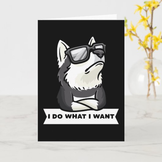 Stubborn Pomsky Dog Funny Karte (Gelbe Blume)