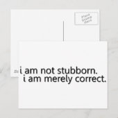 Stubborn Postkarte (Vorne/Hinten)