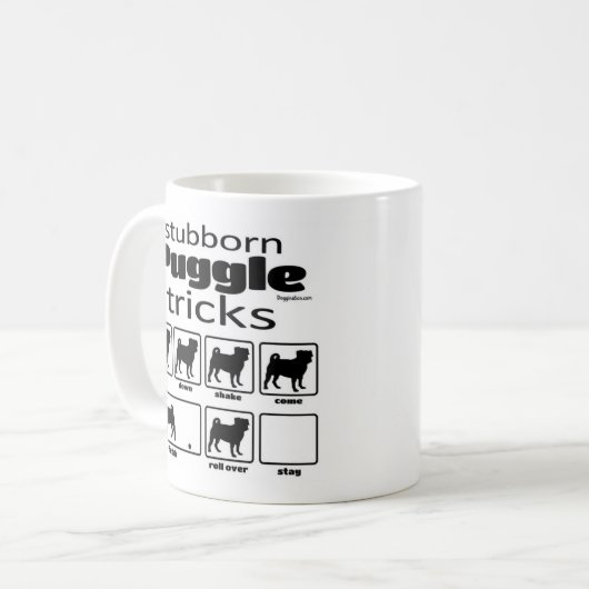 Stubborn Puggle Tricks Kaffeetasse (Vorderseite Links)
