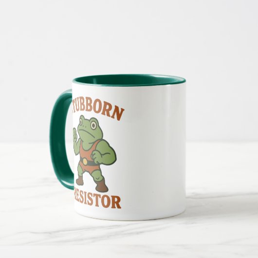 Stubborn Resistor - Motivational Frog Gym Tee Tasse (Vorderseite Links)