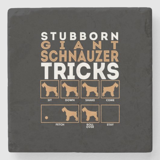 Stubborn Riesenschnauzer Dog Tricks Graphic Steinuntersetzer (Vorderseite)