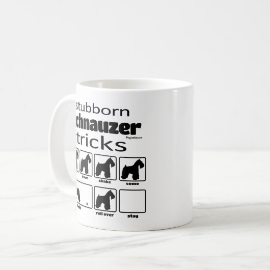 Stubborn Schnauzer Tricks Kaffeetasse (Vorderseite Links)