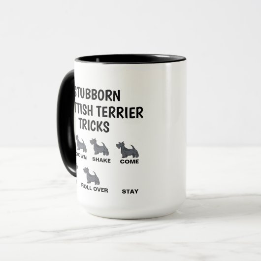 Stubborn Scottish Terrier Tricks , Funny Scottish Tasse (Vorderseite Links)