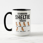 Stubborn Sheltie Tricks, Funny Shetland Sheepdog Tasse (Links)