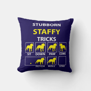 Stubborn Staffy Tricks Kissen