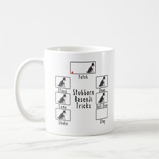 Stubborn Tri Basenji Tricks Hund Kaffeetasse (Links)