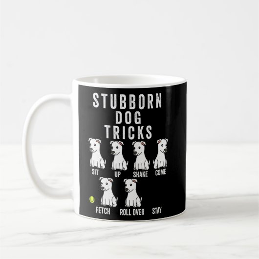 Stubborn Tricks White Dog Kaffeetasse (Links)