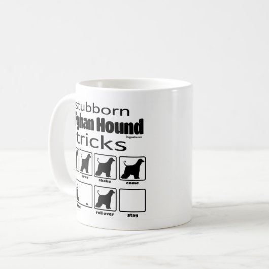 Stubborn-Tricks zum afghanischen Hund Kaffeetasse (Vorderseite Links)