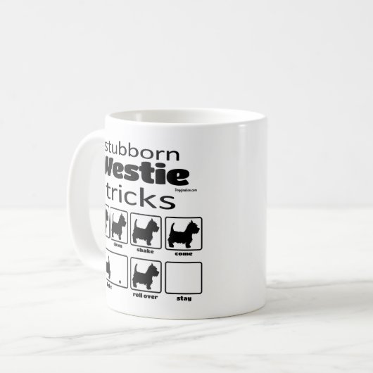 Stubborn Westie Tricks Kaffeetasse (Vorderseite Links)