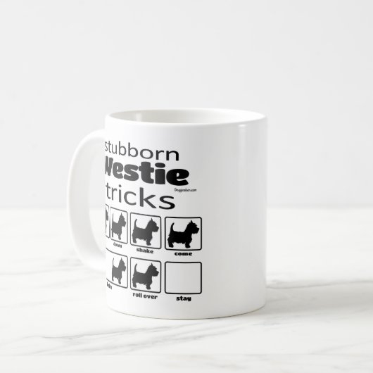 Stubborn Westie Tricks Kaffeetasse (Vorderseite Links)