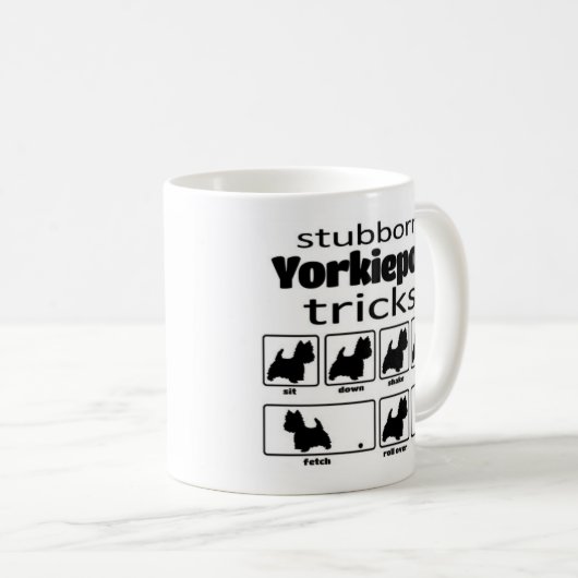 Stubborn Yorkiepoo Tricks Kaffeetasse (VorderseiteRechts)