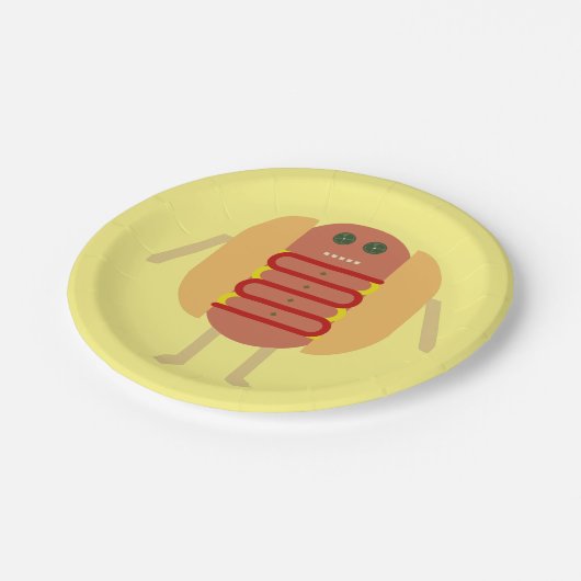 Stubby Lil Würstchen Pappteller (Schrägansicht)