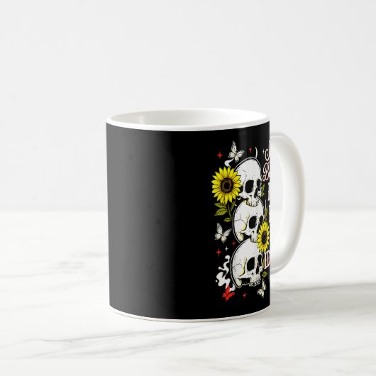 Stuck Between Idk, I And Idgaf Sunflower Skull Sar Kaffeetasse (VorderseiteRechts)