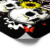 Stuck Between Idk, I And Idgaf Sunflower Skull Sar Poster (Ecke)