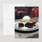Stück Blaubeerkuchen mit Vanilleeis Postkarte (Vorne/Hinten)