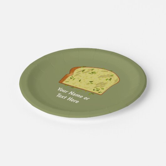 Stück Knoblauchbrot - Herby Side Dish - eigener Te Pappteller (Schrägansicht)