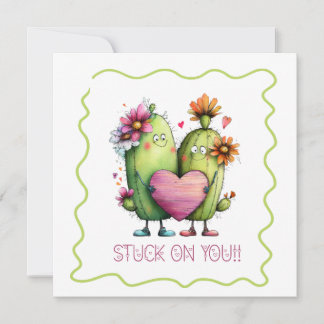 Stuck On You Cactus Love Greeting Card Feiertagskarte