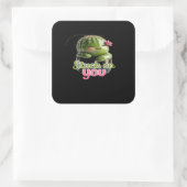 Stuck On You Cute Cactus Pun Kawaii Valentines Lov Quadratischer Aufkleber (Tasche)
