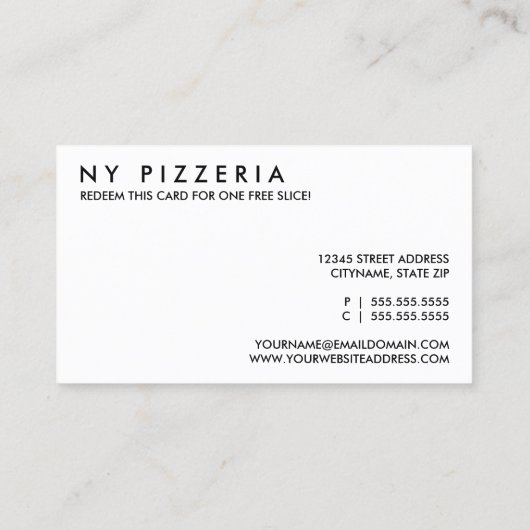 Stück. Pizza Rabattkarte (Rückseite)