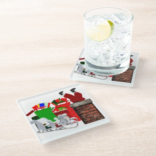 Stuck Santa White Untersetzer (Schrägansicht)